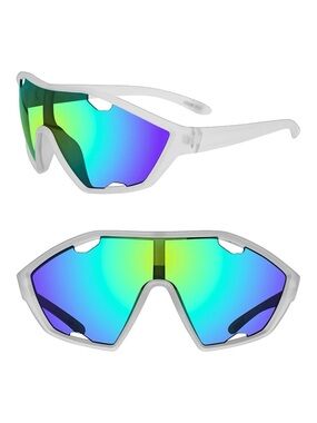 🆕 Steve Madden DANE Sunglasses Clear Light Grey White Plastic Frame